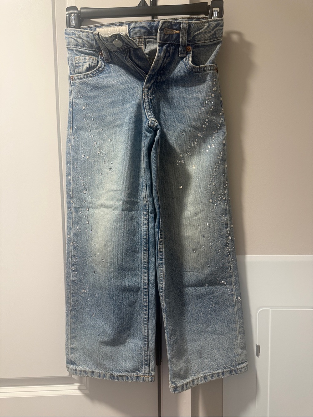 Zara Kids Sparkly Rhinestone Wide-Leg Jeans